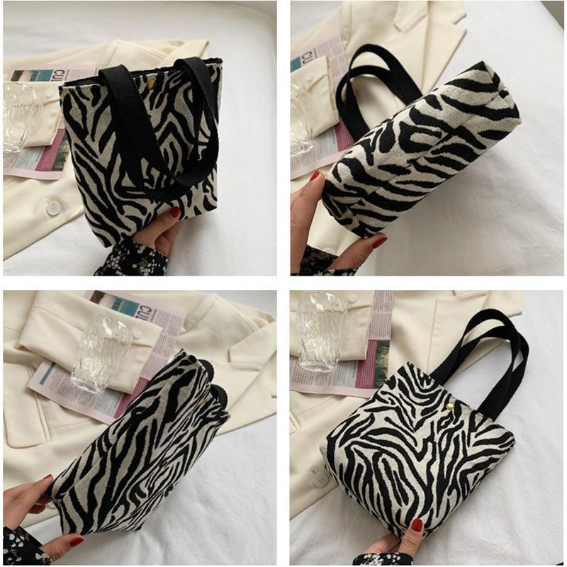 Spring and Summer All-match Leopard Zebra Student Outing Canvas Bag Tote Bag Mobile Phone Cloth Bag Handbag Female