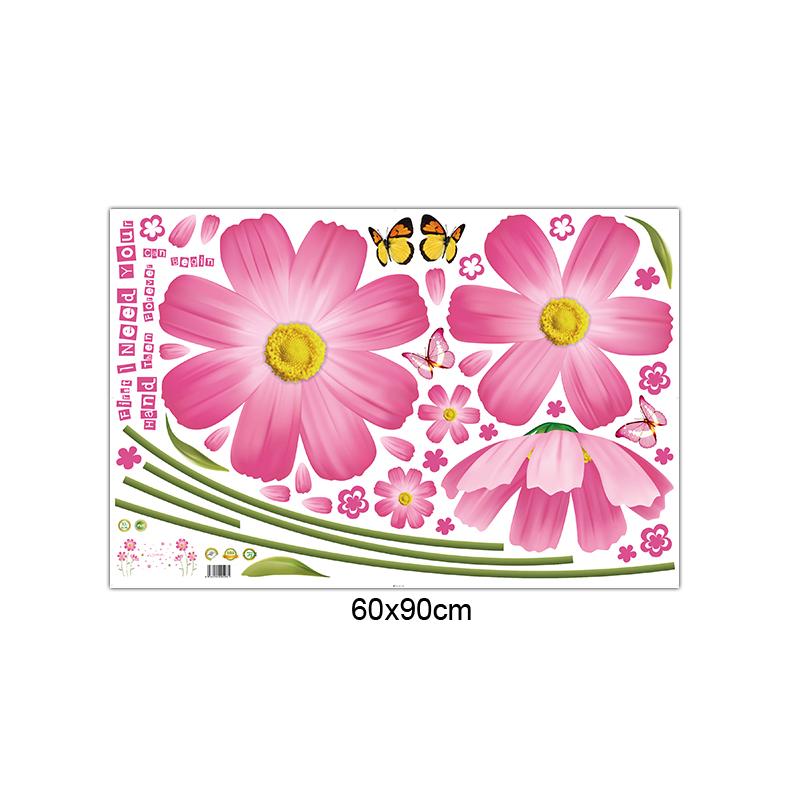 [Wall sticker] PVC orange flowers butterfly leaf wall stickers for kids rooms living room bathroom k