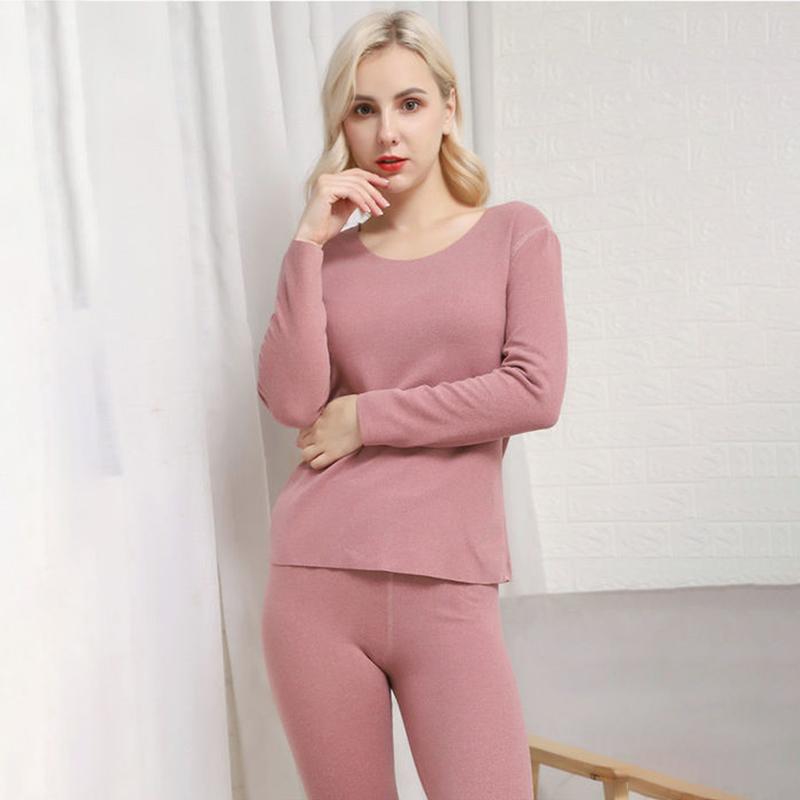 Women Long Sleeve Thermal Underwear Women Winter Thicken Tight Suit Sexy Pajamas Autumn High Elasticity Slim Comfortable Breathable Wearable Versatile