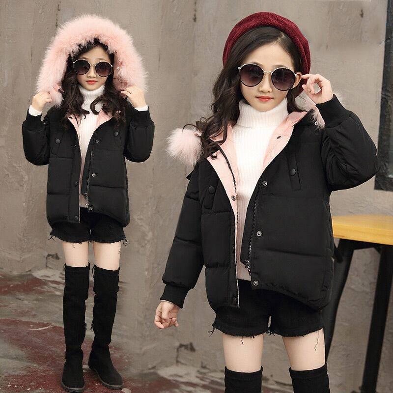 Children's Clothing Winter Jacket for Girls Warm Hooded Thick Cotton-Padded Coat Girl Down Jacket