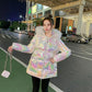 Winter Padded Coat Women Loose Padded Jacket Big Fur Collar Bright Surface Thickened Bread Coat Padded Coat Women