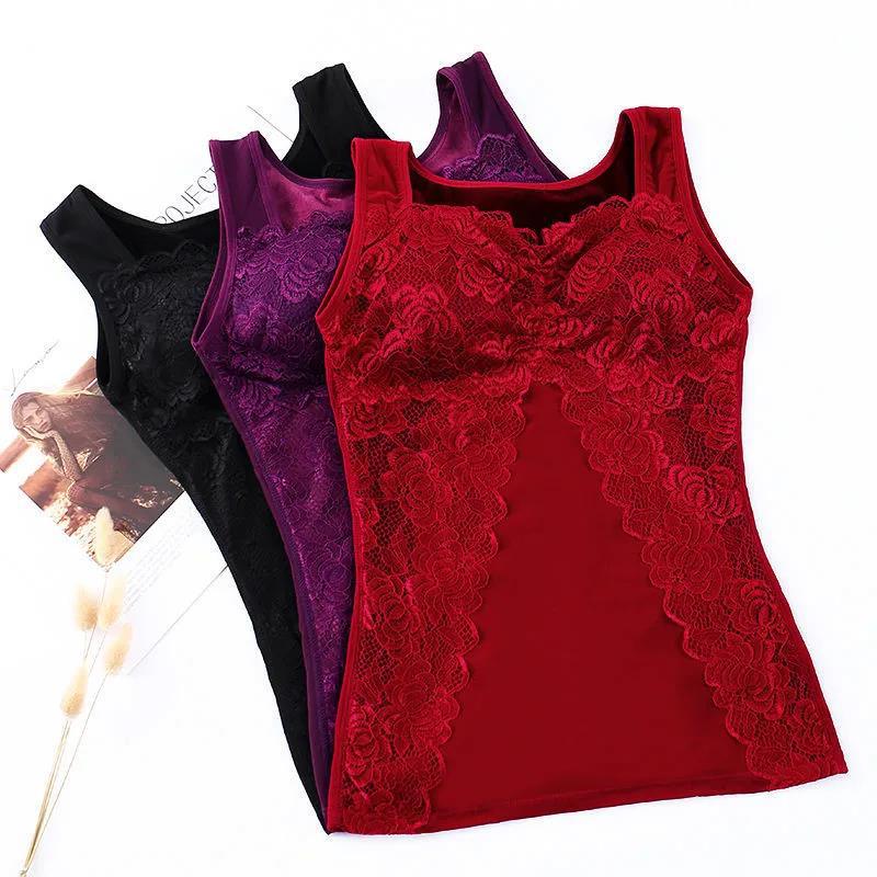 Warm Vest Women Plus Velvet Thick Underwear Comfortable Top with Chest Pad Sexy Tight Bottoming Autumn and Winter Thermal Underwear