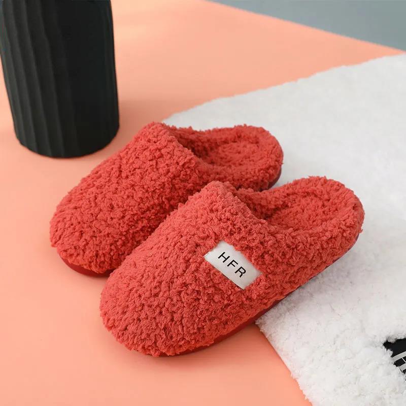 Soft Bottom Cotton Slippers Winter Female Plus Velvet Warm Household Floor Non-slip Student Couple Plush Indoor Men
