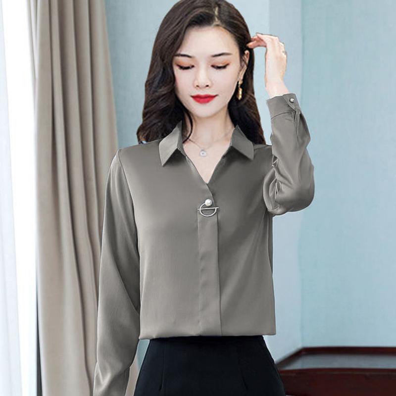 Long-sleeved Shirts Are Thin and Temperament Bottoming Shirt Women's Self-cultivation Cover Belly High-end Shirt Women's Work Clothes