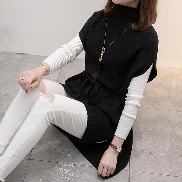 Korean Sweater Sweater Women's Bottomed Shirt Vest Two-piece Set Loose Women's Versatile Long Sleeve
