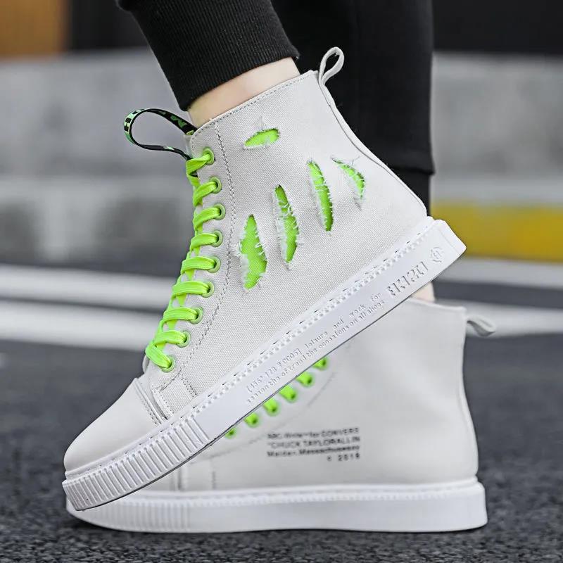 Summer Breathable Canvas High-top Men's Shoes Men's Korean Style Trendy All-match Sports Casual Shoes