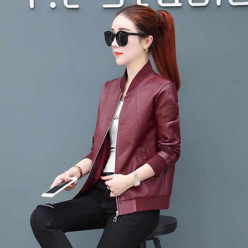 Autumn and Winter Leather Jacket Women PU Leather Short Jacket Large Size Women's Slim Casual Jacket