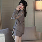 Fashion Suit Female Bee Brooch Long Sleeve Round Neck Fake Two-piece Shorts Two-piece Suit
