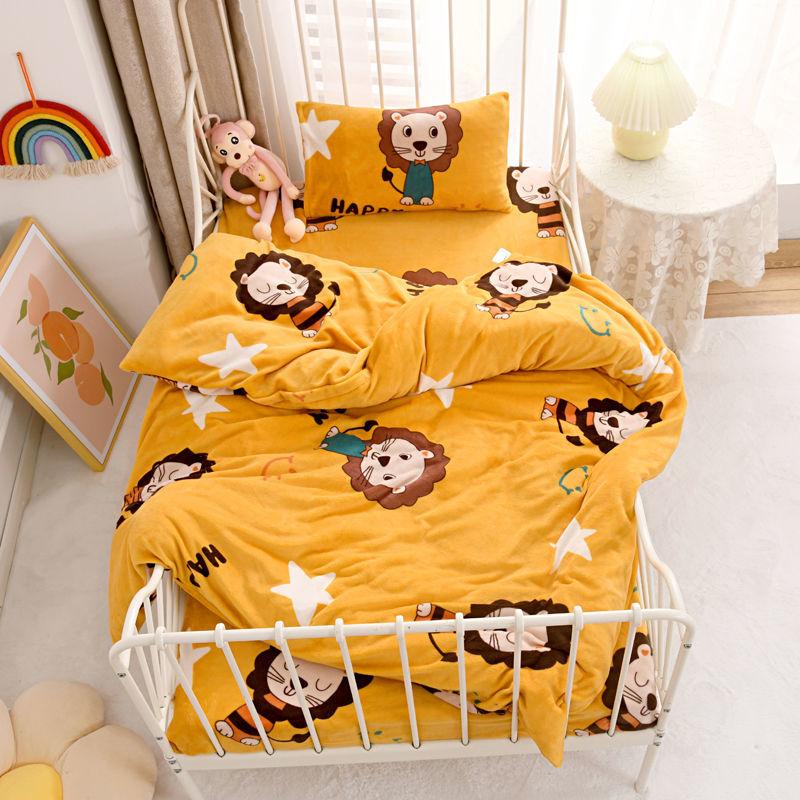 Milk Velvet Kindergarten Quilt Lunch Break Three-piece Set Thickened Children's Small Quilt Autumn and Winter Plus Velvet Soft Quilt Bed Set