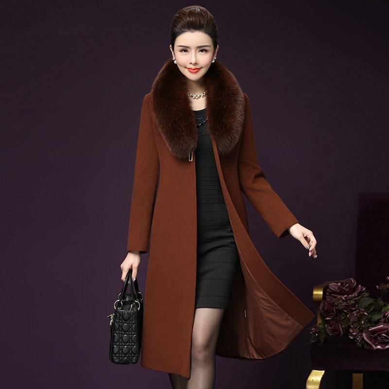 Women Wool Coat Fur Collar Women Loose Long Woolen Coats Winter Coat Woolen Overcoat Wool Jackets