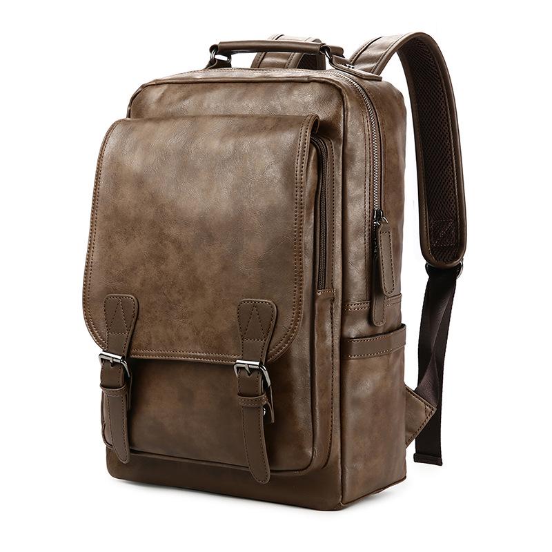 Vintage Laptop Leather Backpacks for School Bags Men Travel Leisure Backpacks Casual Bag Schoolbags