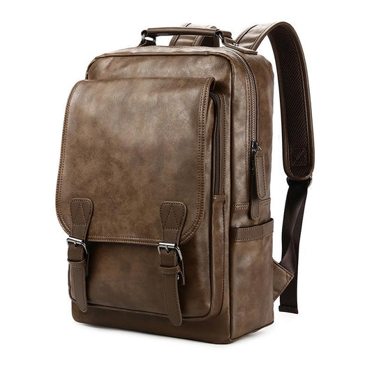 Men Leather Backpack Youth Travel Rucksack School Book Bag Male Laptop Business bagpack Shoulder Bag