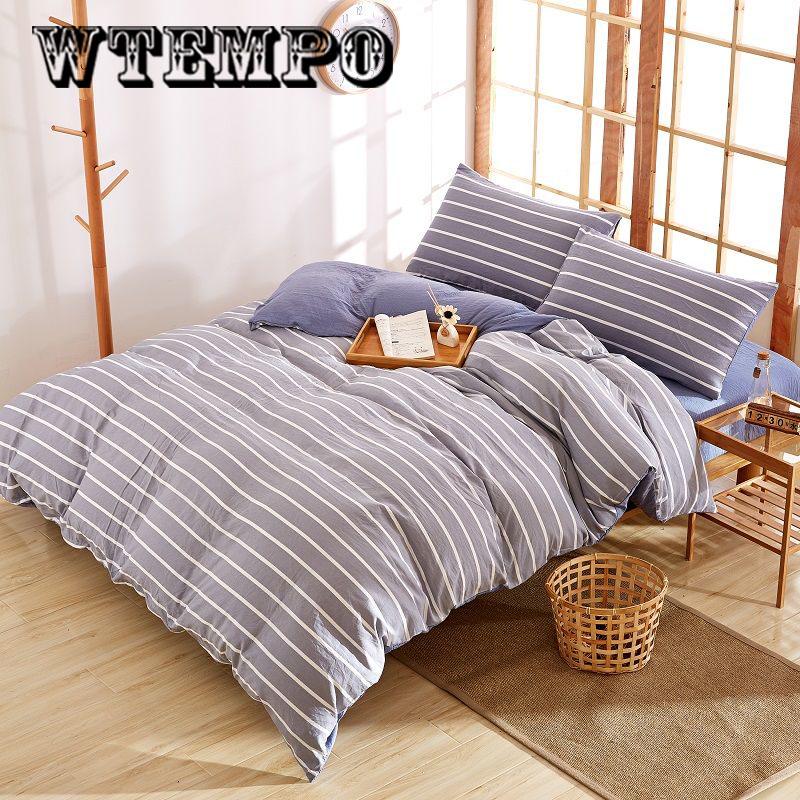 Plaid Water Washing Cotton Four-piece Bedding Is Sleeve Double Student Dormitory Three-piece Bedding Set