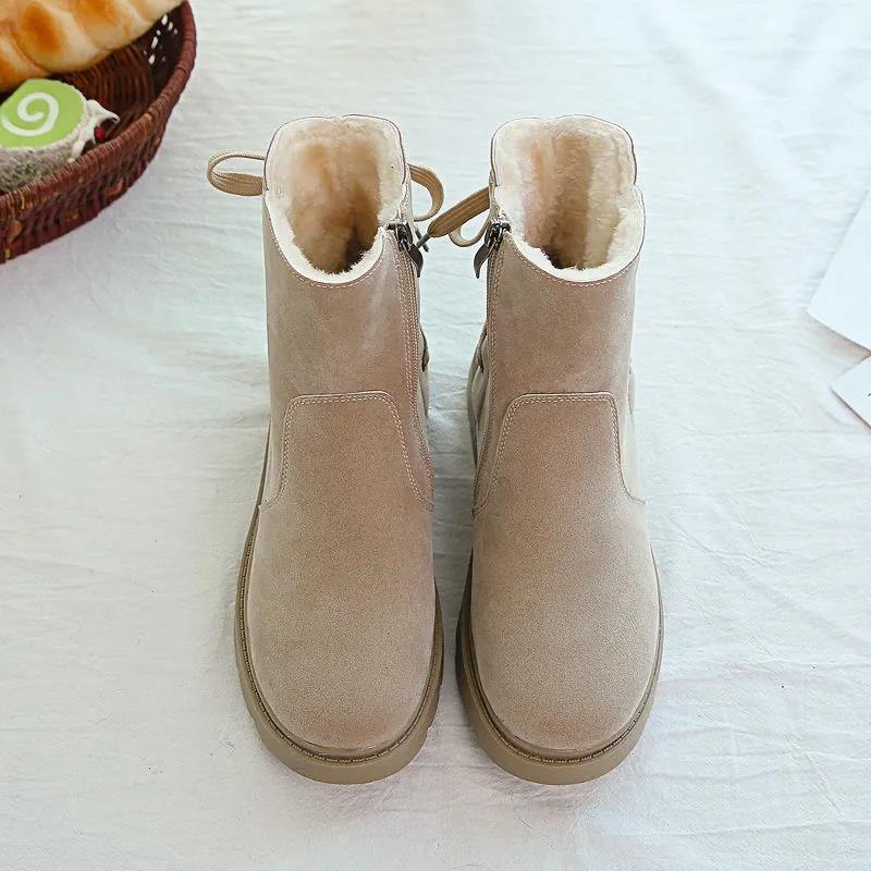 Martin Boots Female British Style Winter Student Wild Warm Short Boots Motorcycle Anti-skid Plus Velvet Snow Boots