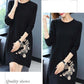 Autumn and Winter Loose Mid-length Dress Large Size Casual Printing Base Skirt Temperament Middle-aged Women Sweater Dress