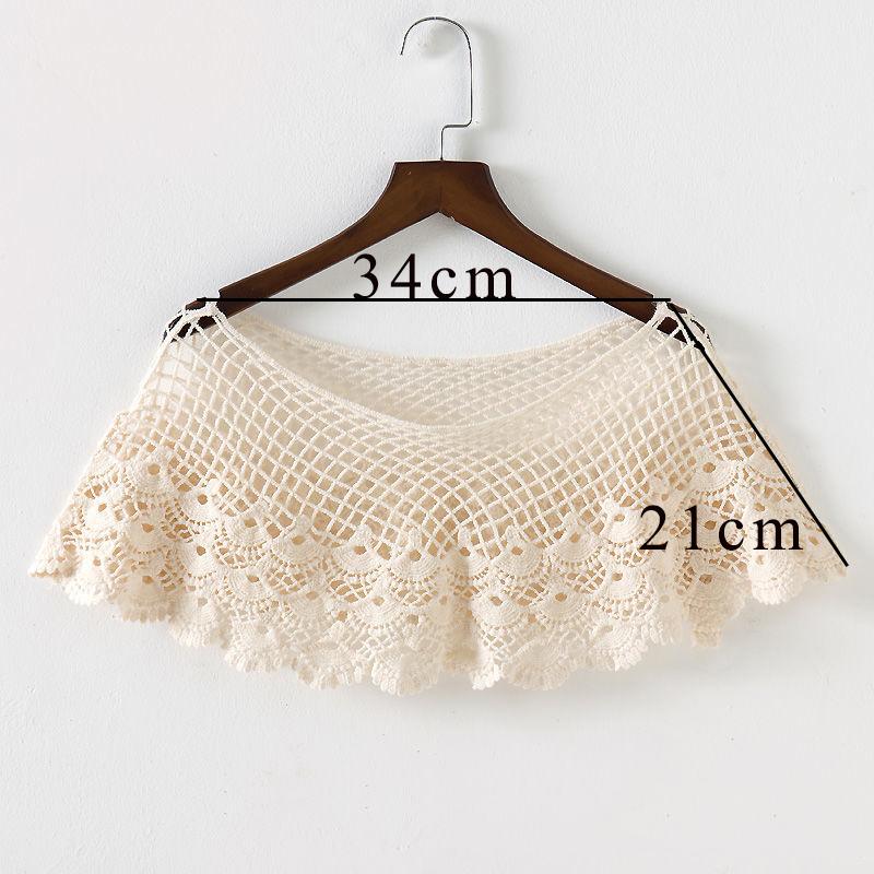 WTEMPO Summer Thin Sunscreen Solid Color Knotted Neckties Hollow Lace Shawl  Versatile  Pair with Dress