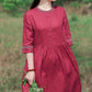M-XXXXL Plus Size Ethnic Style Dress Linen Print Retro Cheongsam Round Neck Button Closure Dress with Belt