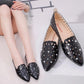 Pointed Toe Pumps Women's Spring and Summer Flat Heels Non-slip Rhinestones All-match Outer Wear Hollow Single Shoes