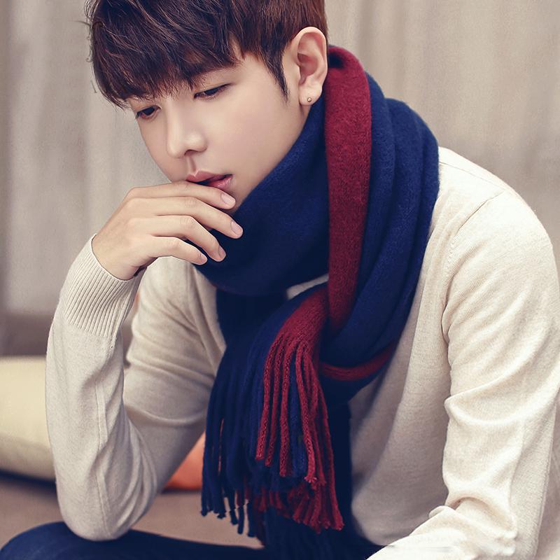 Men Fashion Scarves Men Winter Wool Knitted Cashmere Scarf Couple's Thick Warm Long Scarf