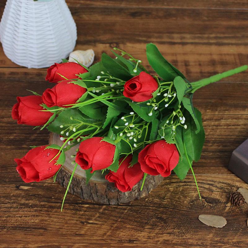 Single Fake Flower Simulation Bouquet Plastic Flower Rose Flower Small Bunch Fabric Decoration Flower Arrangement Flower Silk Flower