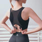 Women's Running Fitness Bra Yoga Underwear Sports Bra Mesh Beauty Back Breathable and Quick-drying Shockproof One-piece Sports Underwear Gym Vest