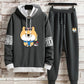 Long-sleeved Two-piece Spring and Autumn Fashion Loose Sports Men's Hooded Pullover Sweater Suit Long-sleeved Sweater Long Pants