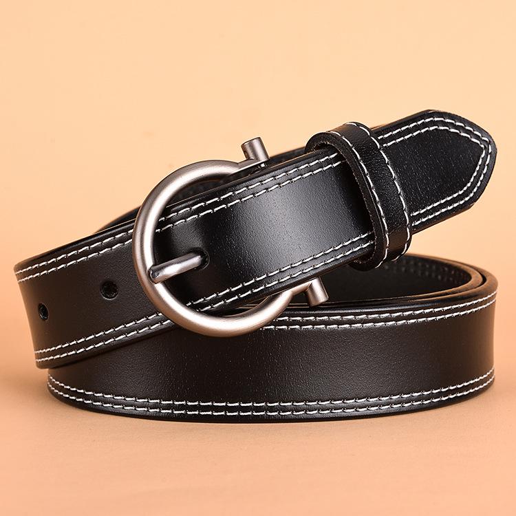 Waist Belt Women Leather Belt Solid Color Pin Buckle Waist Belt