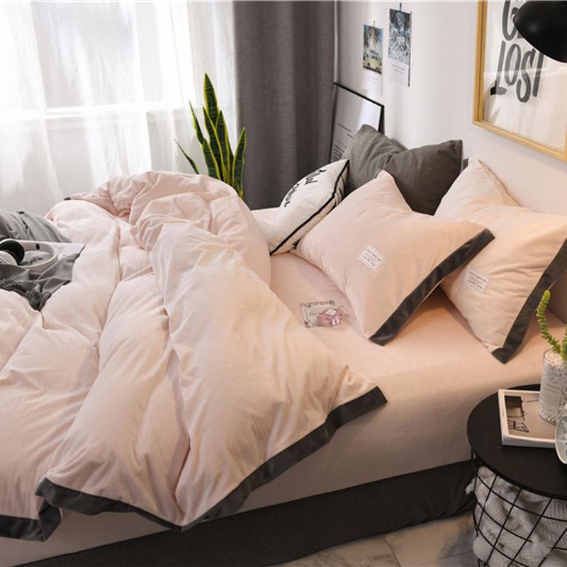 Winter Four-piece Set Double-sided Velvet Thick Short Plush Bed Linen Quilt Cover Coral Velvet 4-piece Set