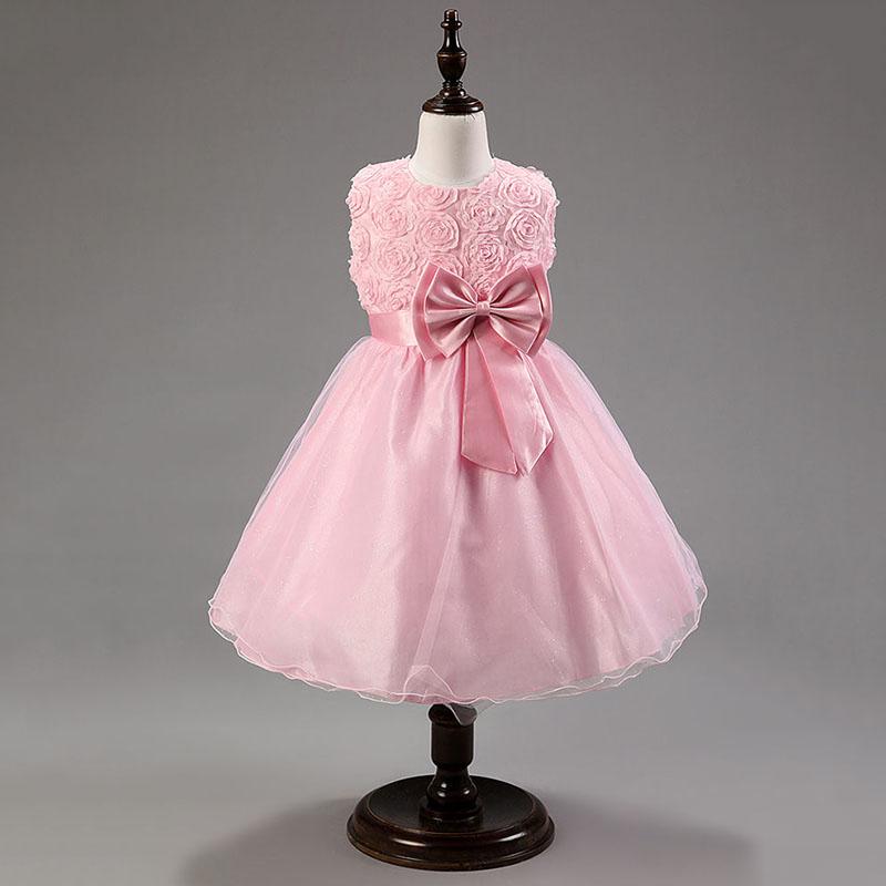 Solid Color Girl Dress Mesh Puffy Rose Princess Birthday Dress Skirt Dream Fairy Tale Sweet Dress Waist A-line Skirt