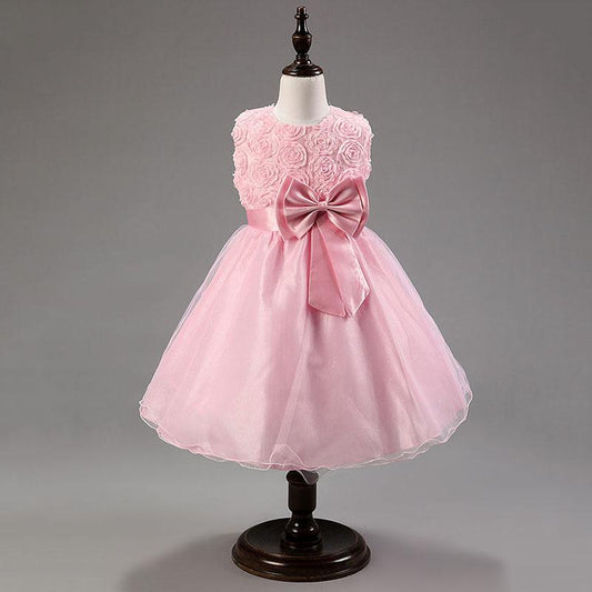Solid Color Girl Dress Mesh Puffy Rose Princess Birthday Dress Skirt Dream Fairy Tale Sweet Dress Waist A-line Skirt