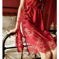 Women's Embroidered Pajamas Dresses Two-piece Summer French Style Sexy Lace Hollow Suspender Nightdress Slit Show Back Sexy Homewear