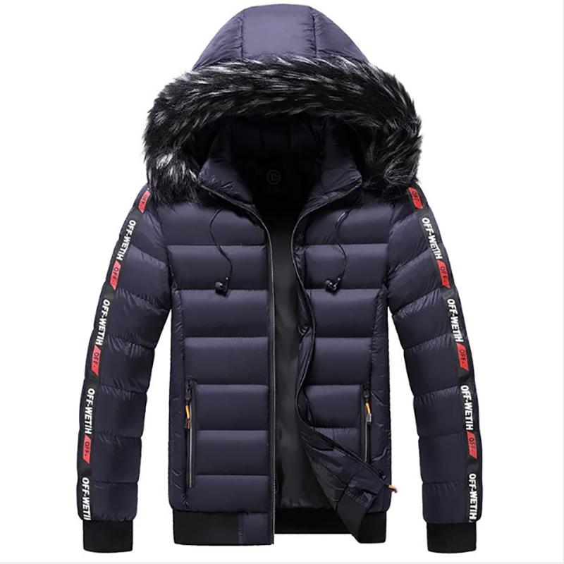 Men's Padded Jacket Men's Thick Warm Jacket with Detachable Hood Youth Bread Clothes Stand-up Collar Jacket Men