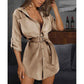 Women's Skirt Summer European and American Sexy Shirt Dress V-neck Shirt Dress