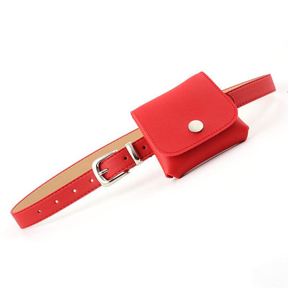 Belt Women Grainy Faux Leather Waist Belt Buckle Waistband with A Small Bag Adjustable