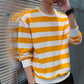 Men's Sweater Black and White Striped Round Neck Sweatshirts Autumn Loose Large Size Bottoming Shirt Handsome Top