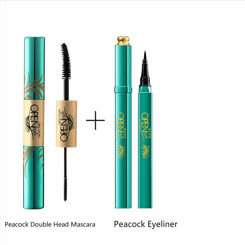 Peacock Double-Head Mascara is waterproof does not stain long and thin small curly brush heads fine