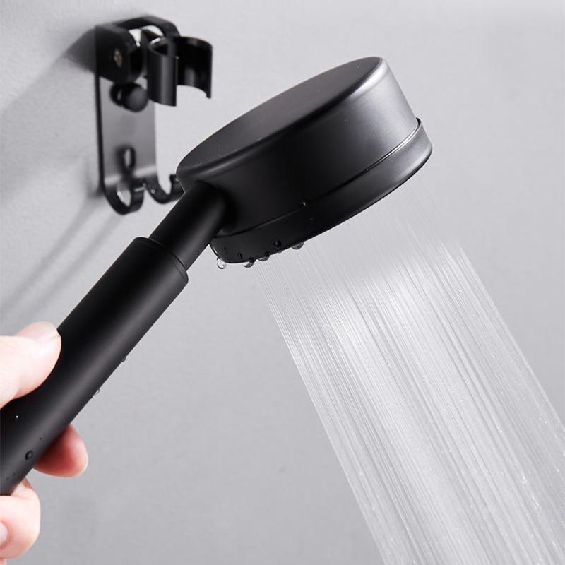 1PS Stainless Steel Pressurized Shower Head Shower Bath Shower Rain Hand-held Shower Head Black Suit