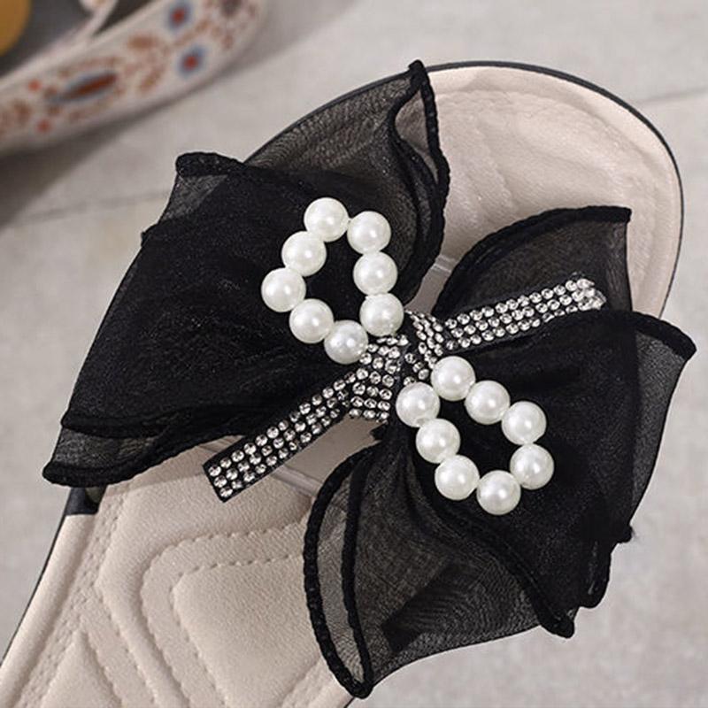 Summer Indoor Flat Slippers Women's Bow Outer Wear Non-slip Slippers