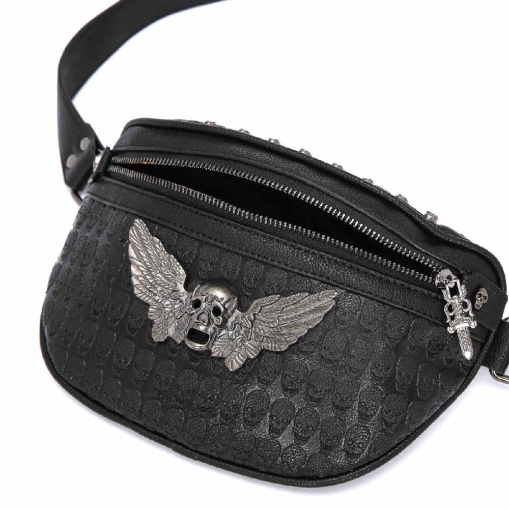 Hip Hop Waist Bag Men's and Women's Black Waterproof Rivet Crossbody Outdoor Sports Shoulder Bag