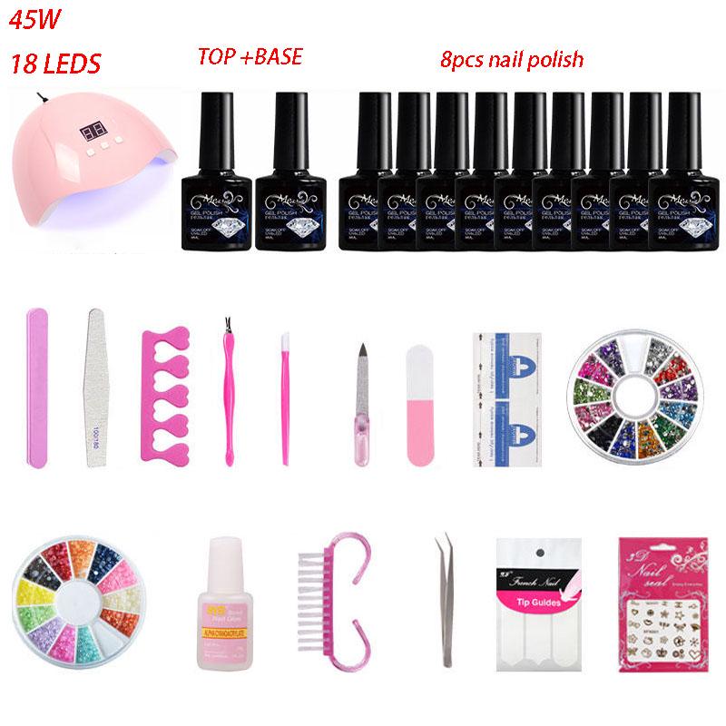 Nail Kit 45/48W LED UV Lamp nail dryer set Gel Nail Polish Set Nail Art Tool kit Manicure Set