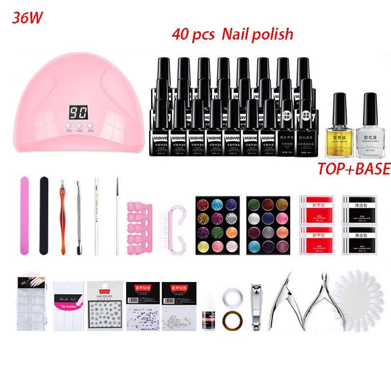 Nail Tools Set Nail Gel Polish Set Manicure Kit led UV Lamp Nail Dryer set Nail Art Set