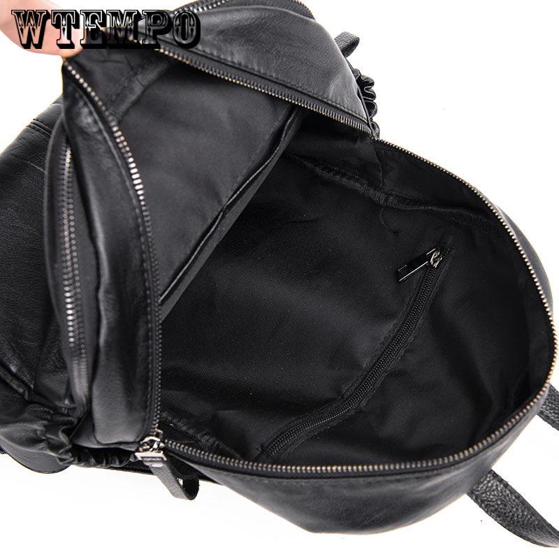 New Vintage fashion black Backpack Women Retro PU Leather Rucksack Big Capacity School Bag