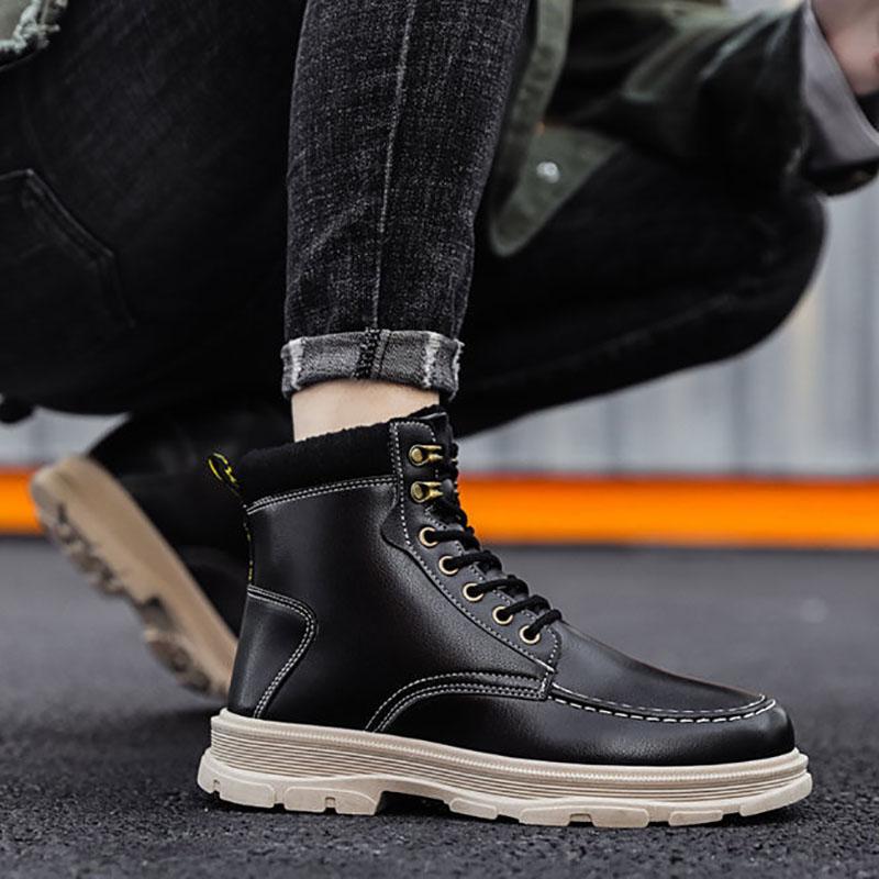 Martin Boots Men's Winter British Style Korean Tooling Shoes Wild Warm Men's Boots Plus Velvet High-top Cotton Shoes Trend Military Boots