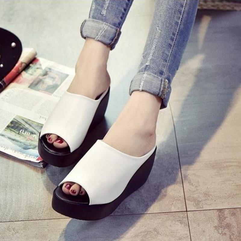 Women 'S Sandals Summer Wedge Heel Sandals Loose High -Heeled Thick Sole Slippers Wear Support Slipper Open Toe