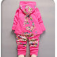 Girls Autumn and Winter Print Explosive Head Pattern Plus Velvet Suit To Keep Warm Children's Two-piece Long-sleeved Gold Mink Velvet Jacket