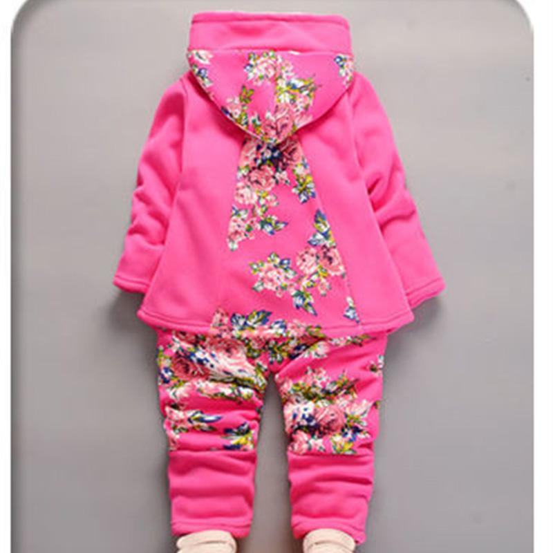 Girls Autumn and Winter Print Explosive Head Pattern Plus Velvet Suit To Keep Warm Children's Two-piece Long-sleeved Gold Mink Velvet Jacket