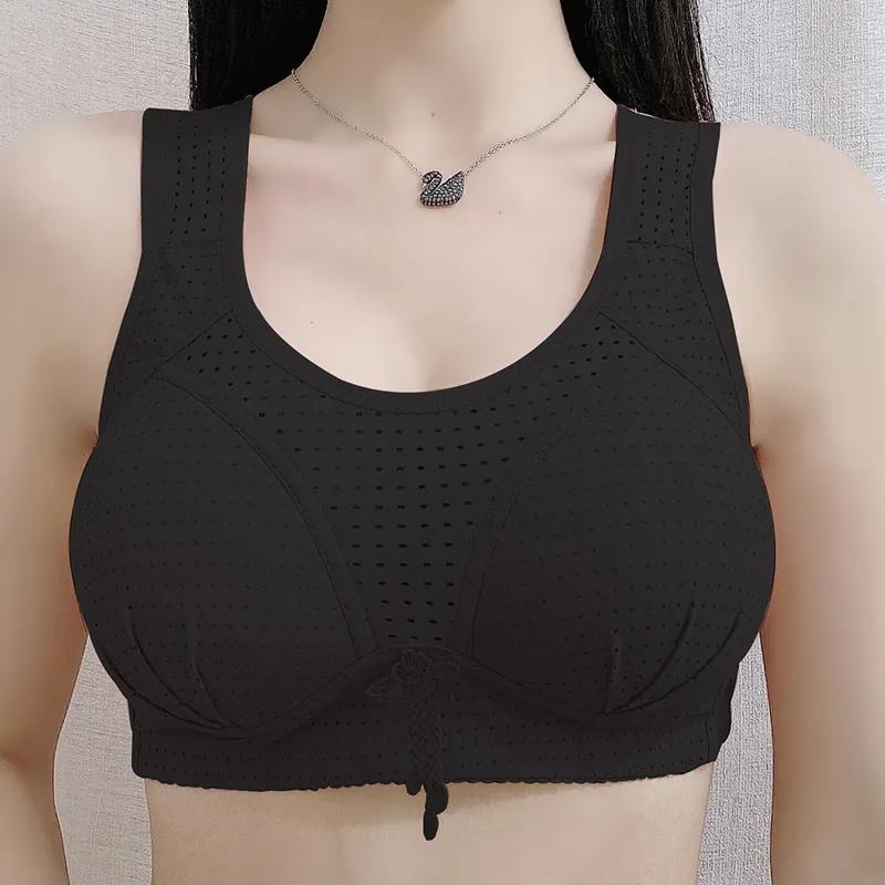 Spring and Summer Ice Silk Holes Hollow Breathable Comfortable Anti-glare No Steel Ring Gathered and Collected Female Underwear Bra