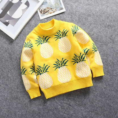 Children's Sweaters Autumn and Winter Boys' Sweaters Thickened Turtleneck Round Neck Warm Clothes Bottoming Shirt Plus Velvet