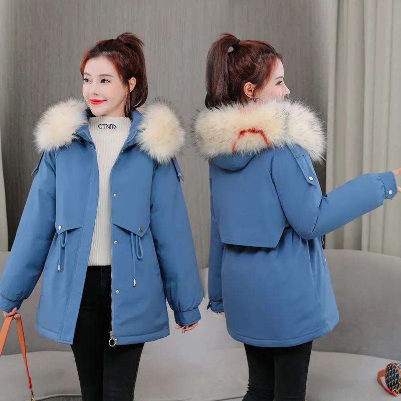 Winter Women's Cotton Jacket Jacket Mid-length Large Fur Collar Plus Down Jacket Thickening Plus Down Jacket