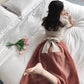 Two-piece Skirt Suit Summer Ladies Bow Tie Cotton Top T-shirt + Organza Chiffon Skirt Sexy Show Waist A-line Skirt Suit